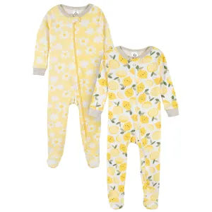 2-Pack Baby & Toddler Girls Lemon Squeeze Snug Fit Footed Cotton Pajamas