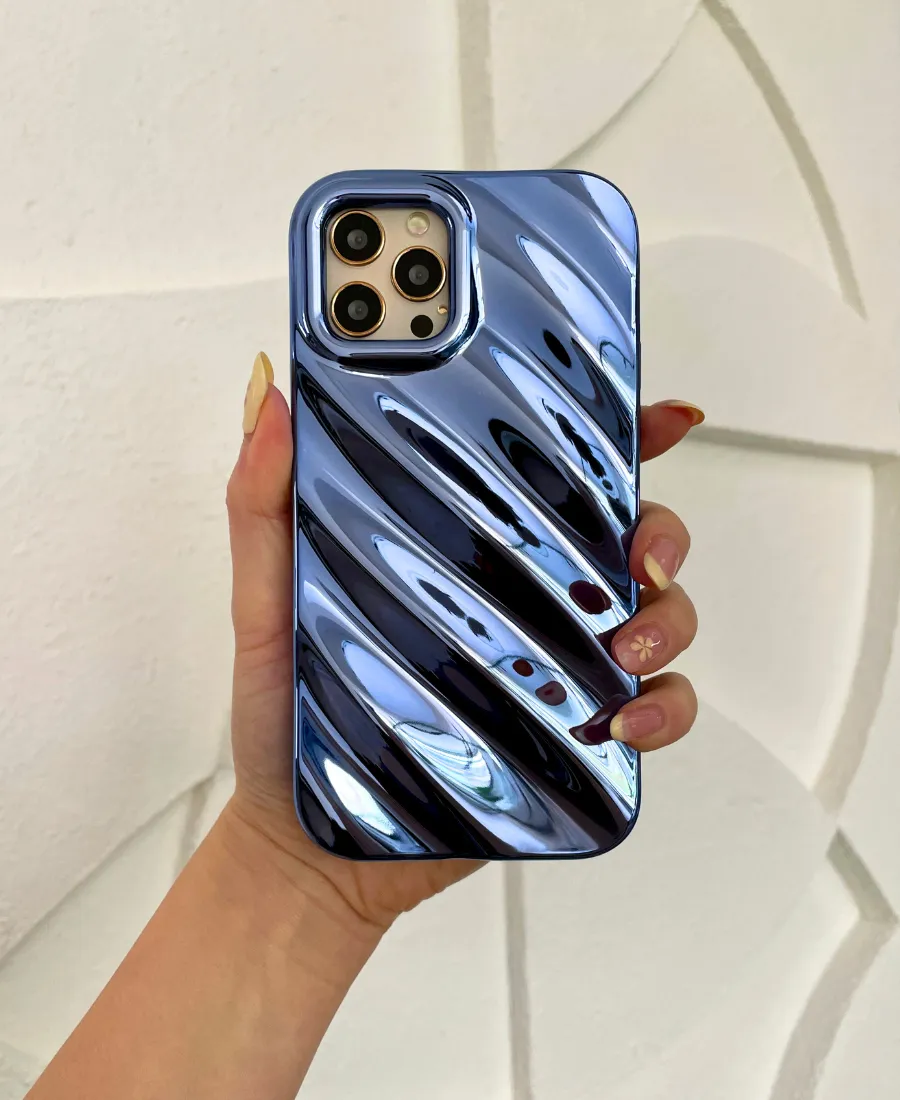 Blue Metallic Ripple Phone Case