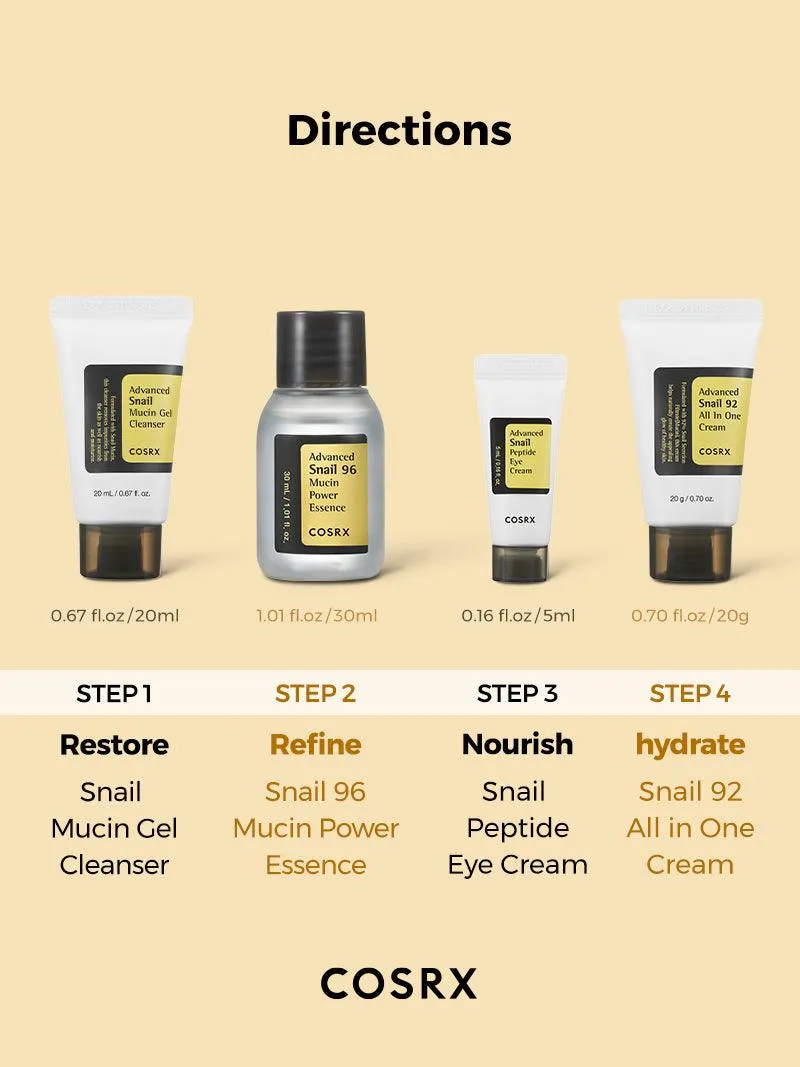 COSRX - "All About Snail" 4-Step Kit - Korean Skincare