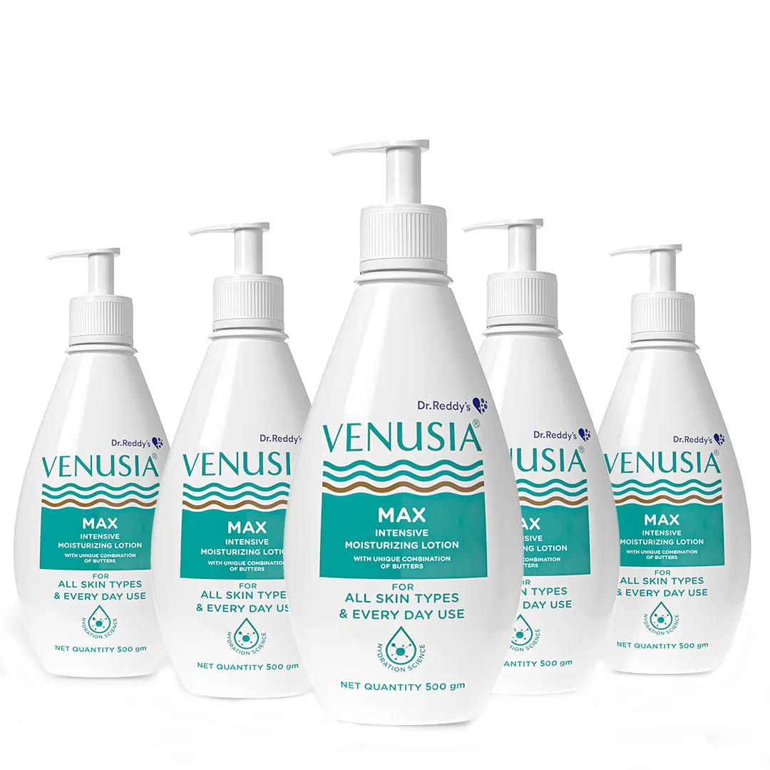 Dr. Reddy VENUSIA Max Intensive Moisturizing Lotion, Repairs Dry Skin, Soft & Smooth, Moisturized & Hydrated Skin For Upto 12 Hours. Contains Shea, Mango, Aloe & Cocoa Butter, Paraben Free & Non Irritant formula,  Dermat Recommended | 500g