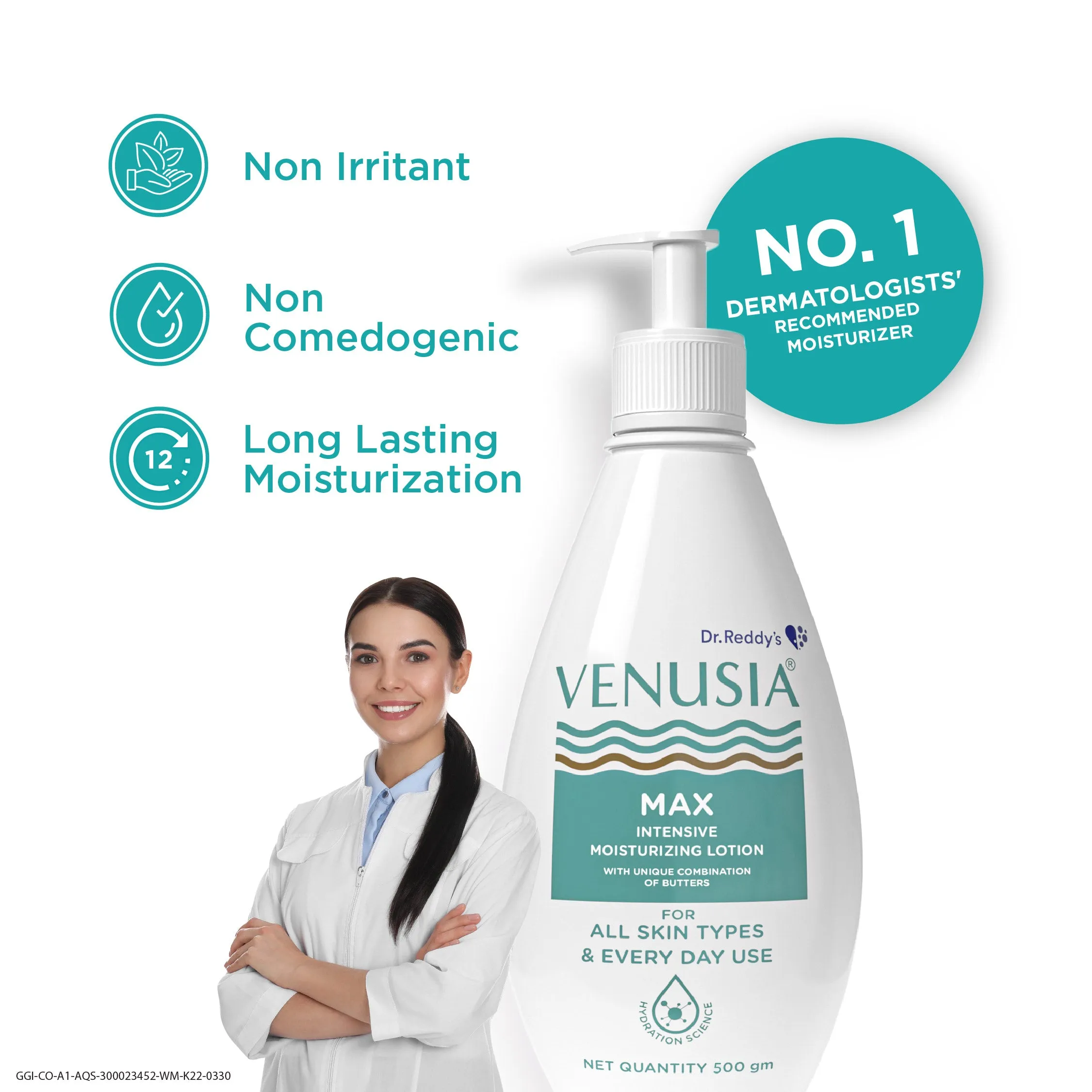 Dr. Reddy's Venusia Max Intensive Moisturizing Lotion, 500 GM & Venusia Moisturizing Bathing Bar 75 GM