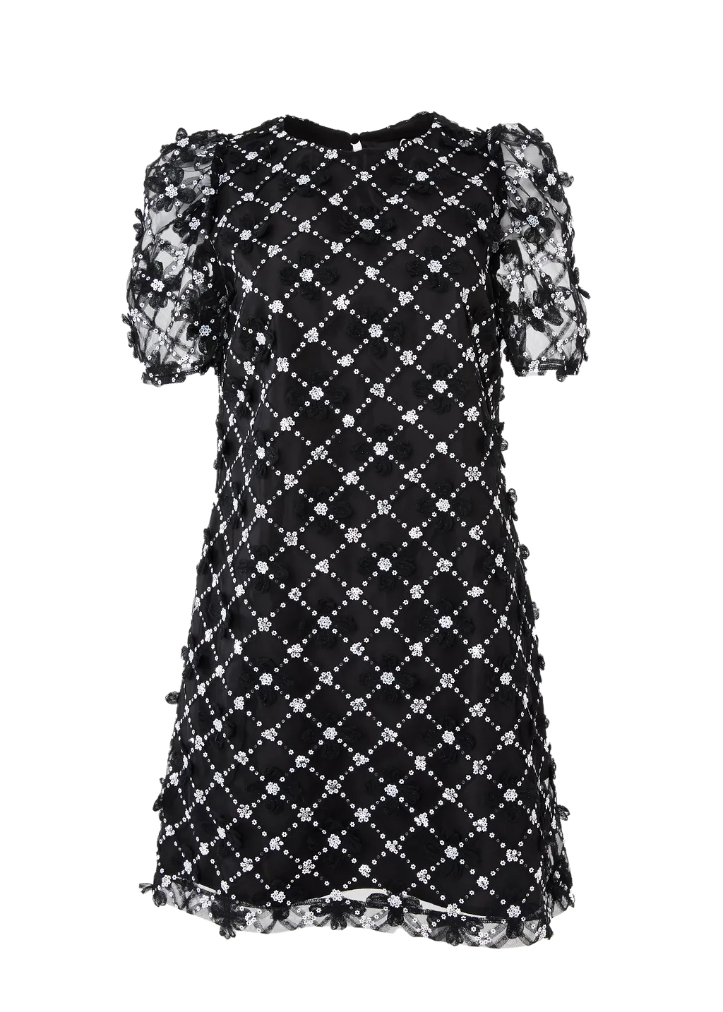 Marty Dress Black Sequin Lattice Lace