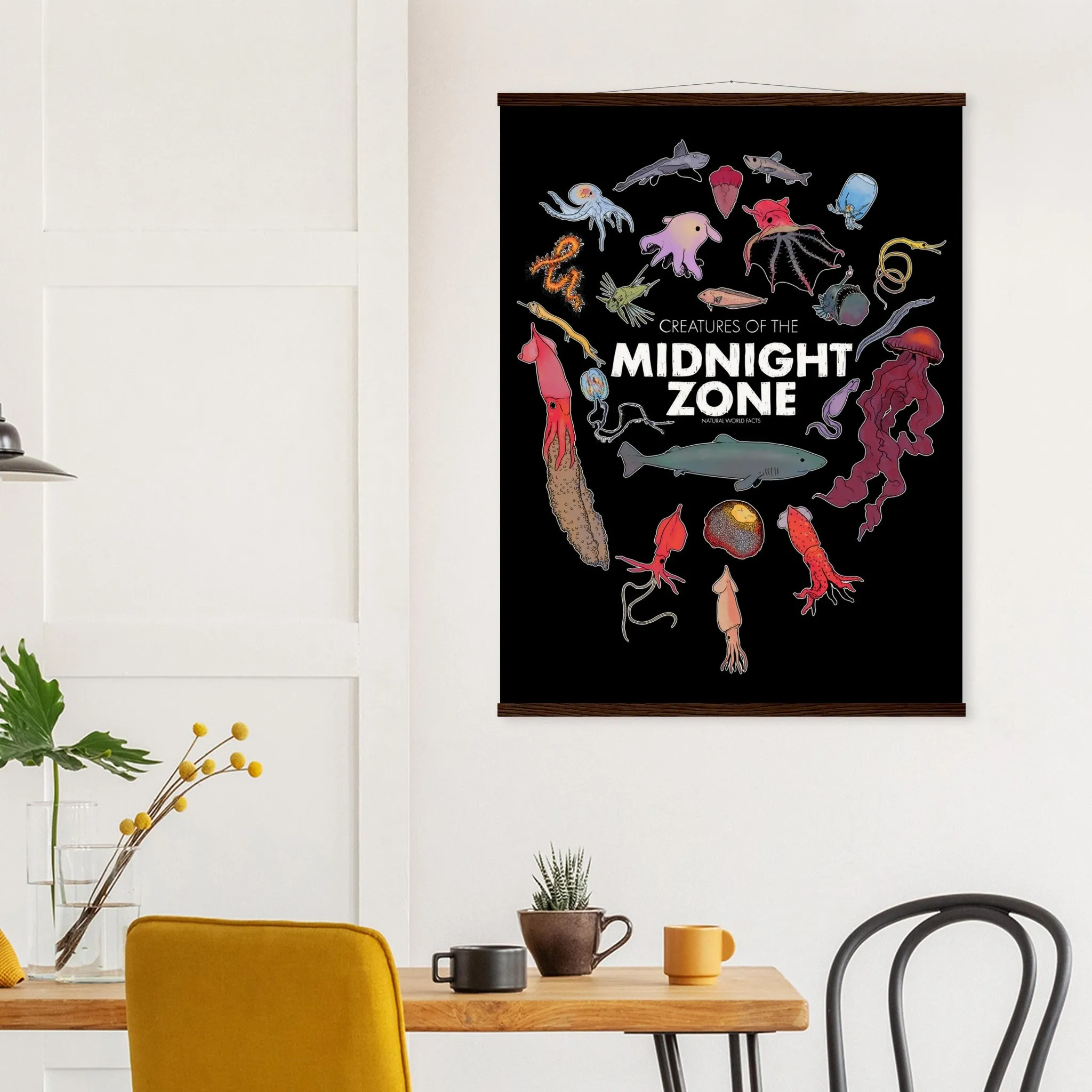 Midnight Zone Creatures Hanging Poster Black