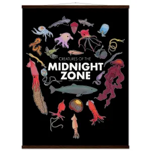 Midnight Zone Creatures Hanging Poster Black