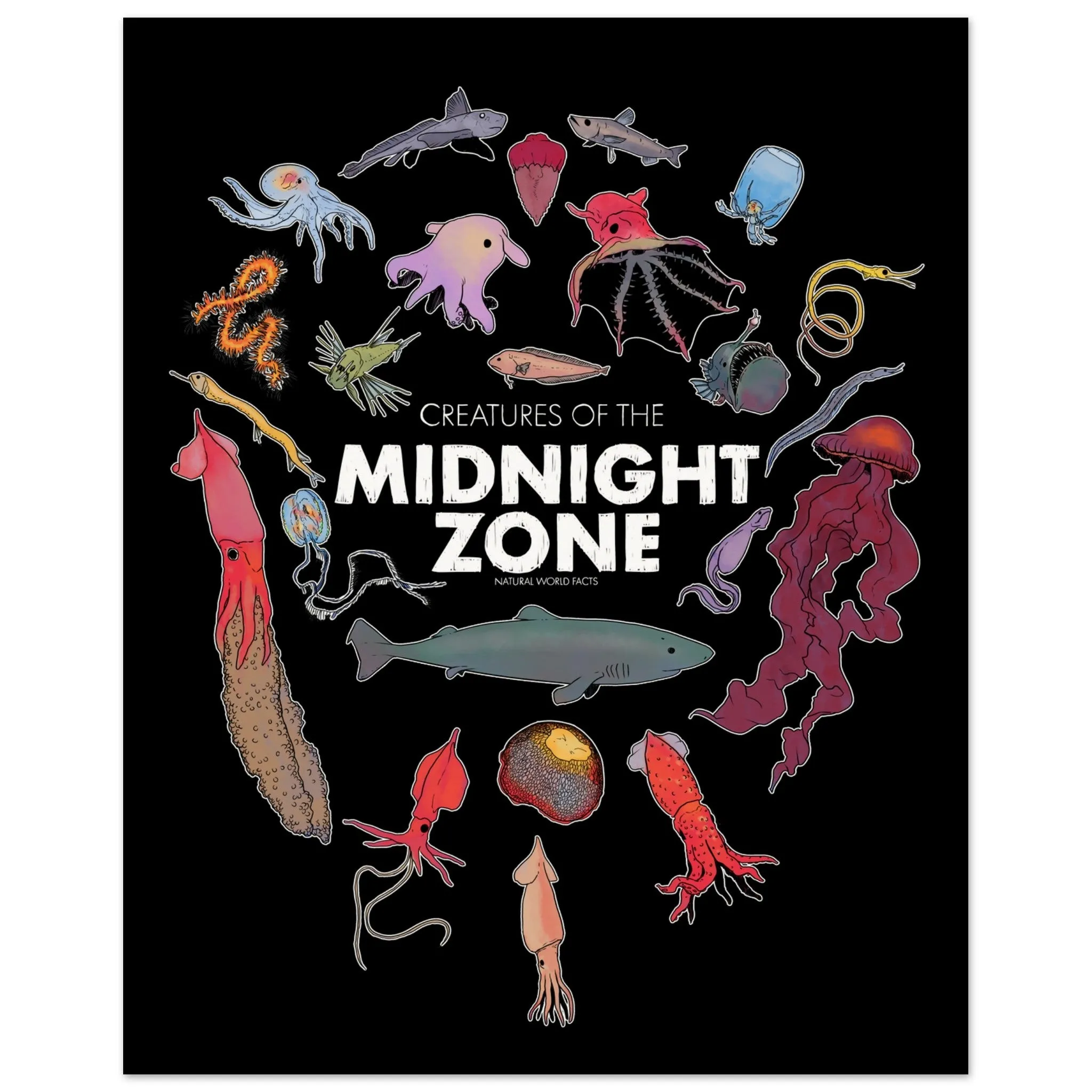 Midnight Zone Creatures - Museum-Quality Poster