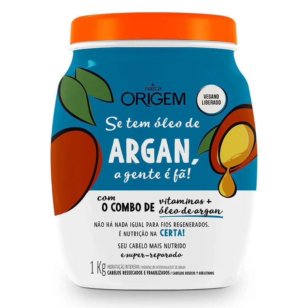 Origem Moisturizing Argan Oil Vitamins Nourishing Hair Mask 1kg - Nazca