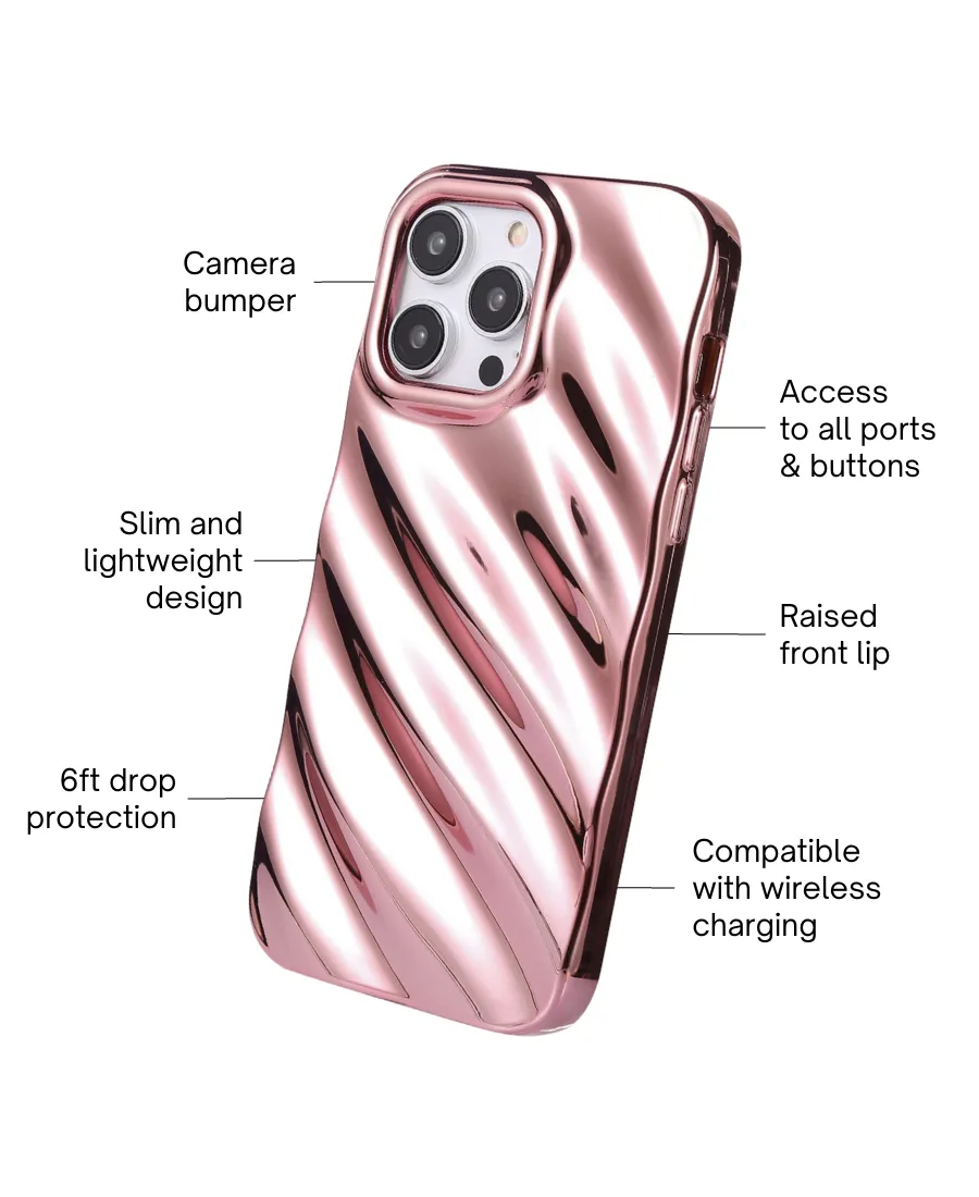 Rose Gold Metallic Ripple Phone Case