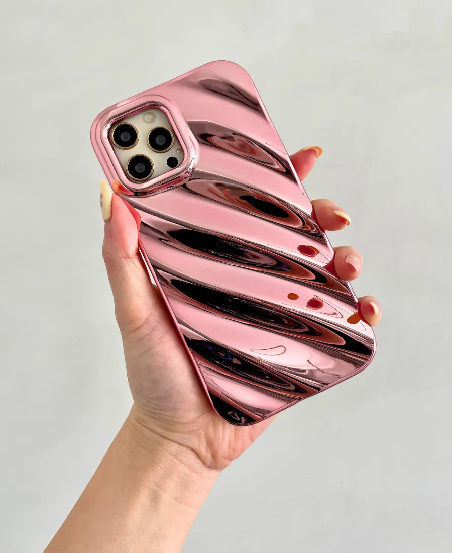 Rose Gold Metallic Ripple Phone Case